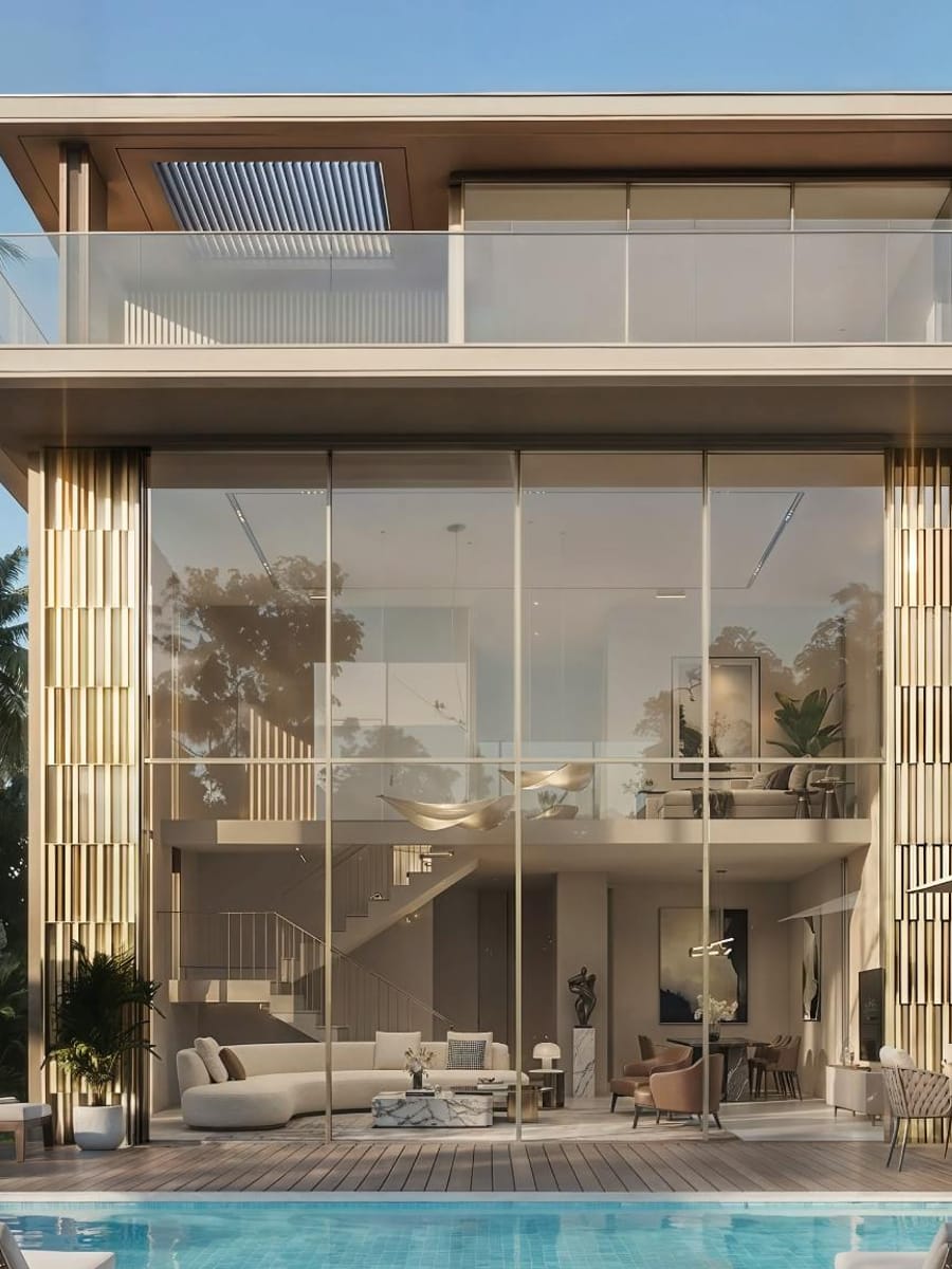 Villa facade with private pool, Tilal Binghatti