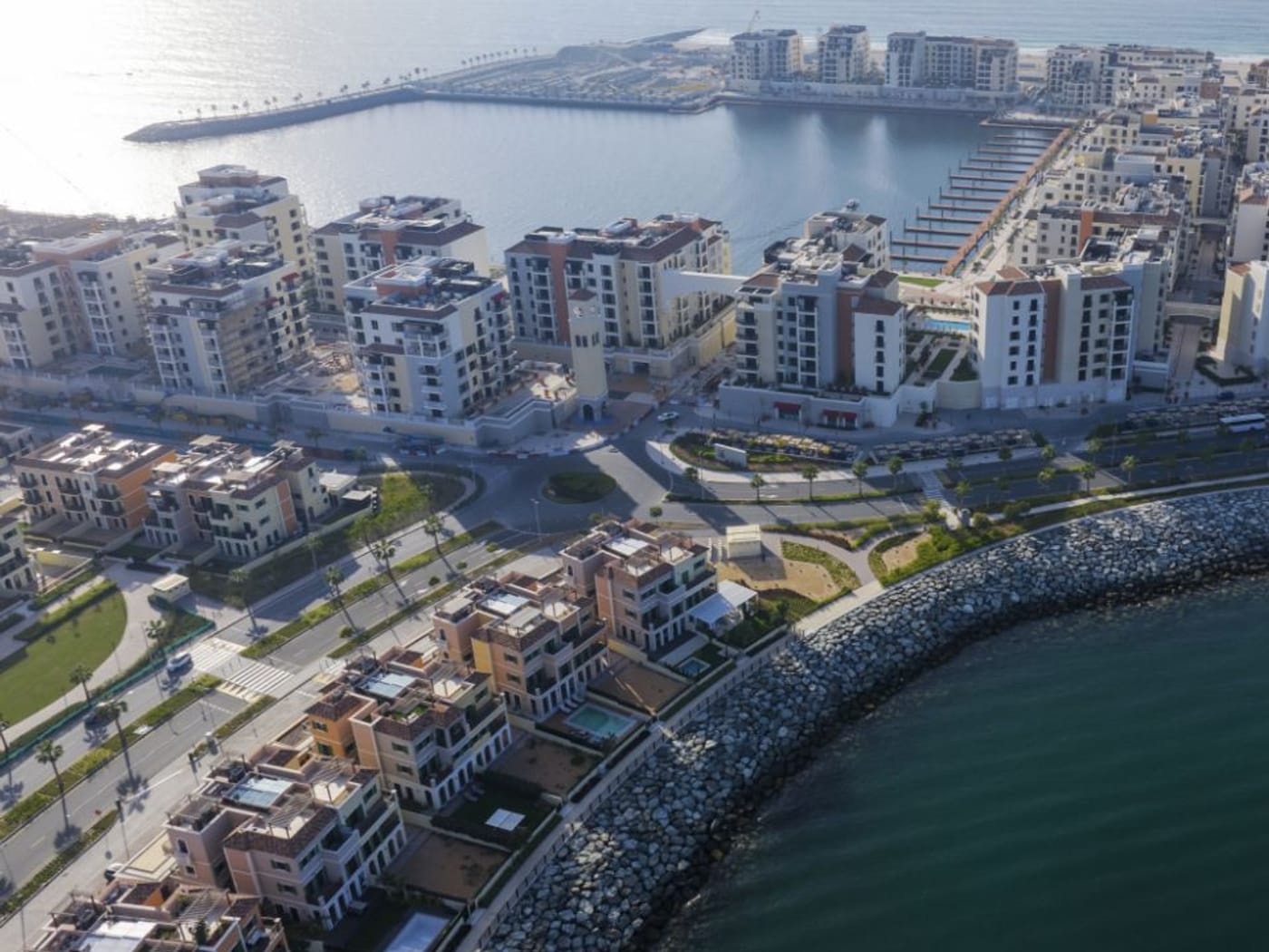 Aerial view of the waterfront, Port de La Mer